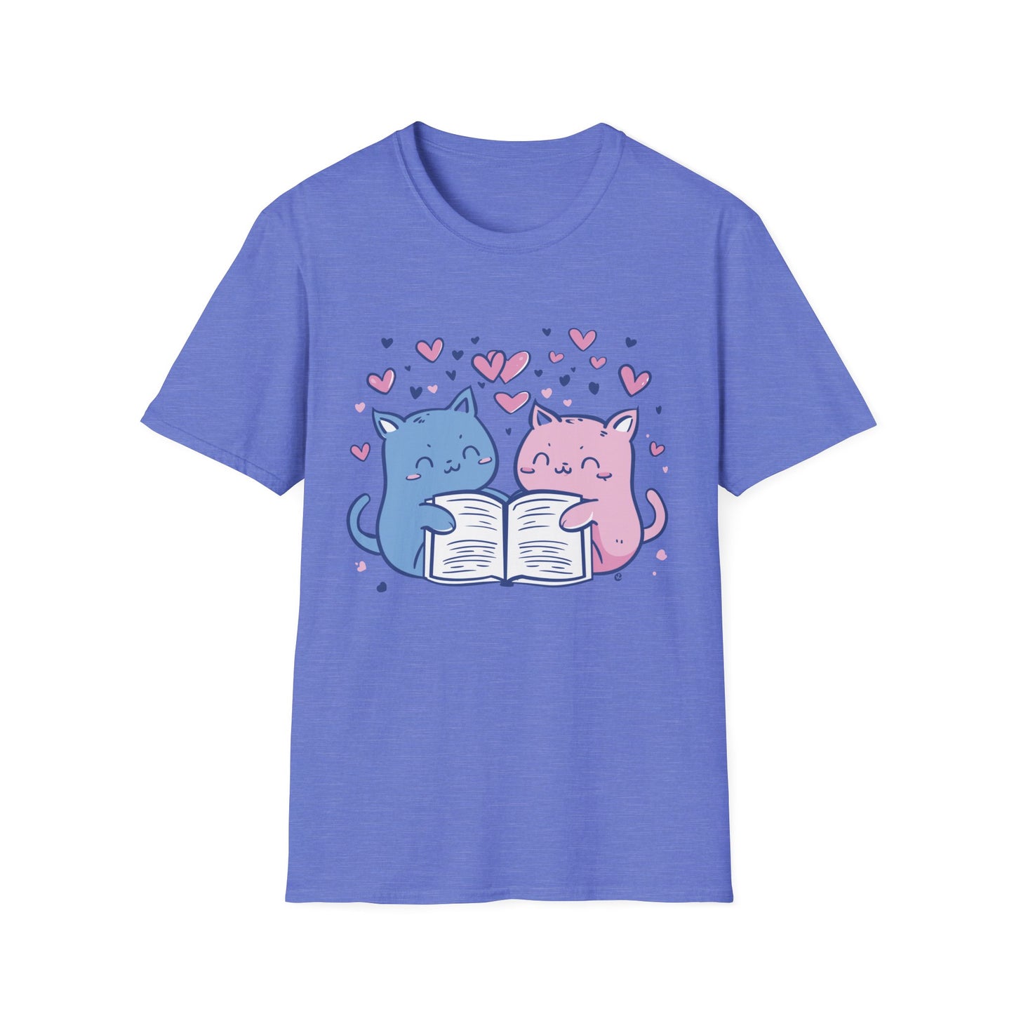 Cute Cat Couple Reading A Book Graphic T Shirt