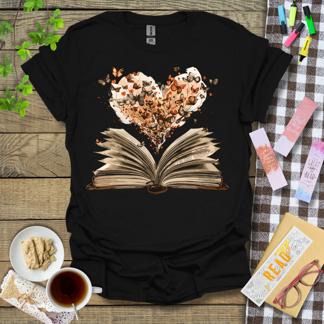 Butterflies Flying Out of a Book Graphic T Shirt