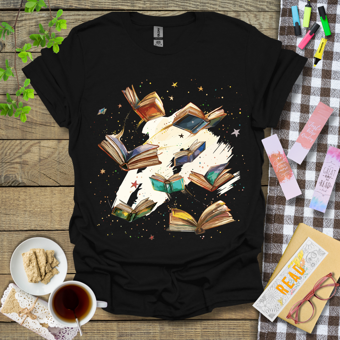 Magical Flying Books Graphic T Shirt