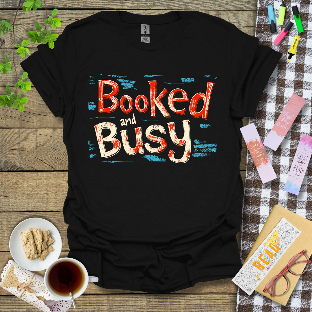 Booked and Busy Red Version Graphic T Shirt