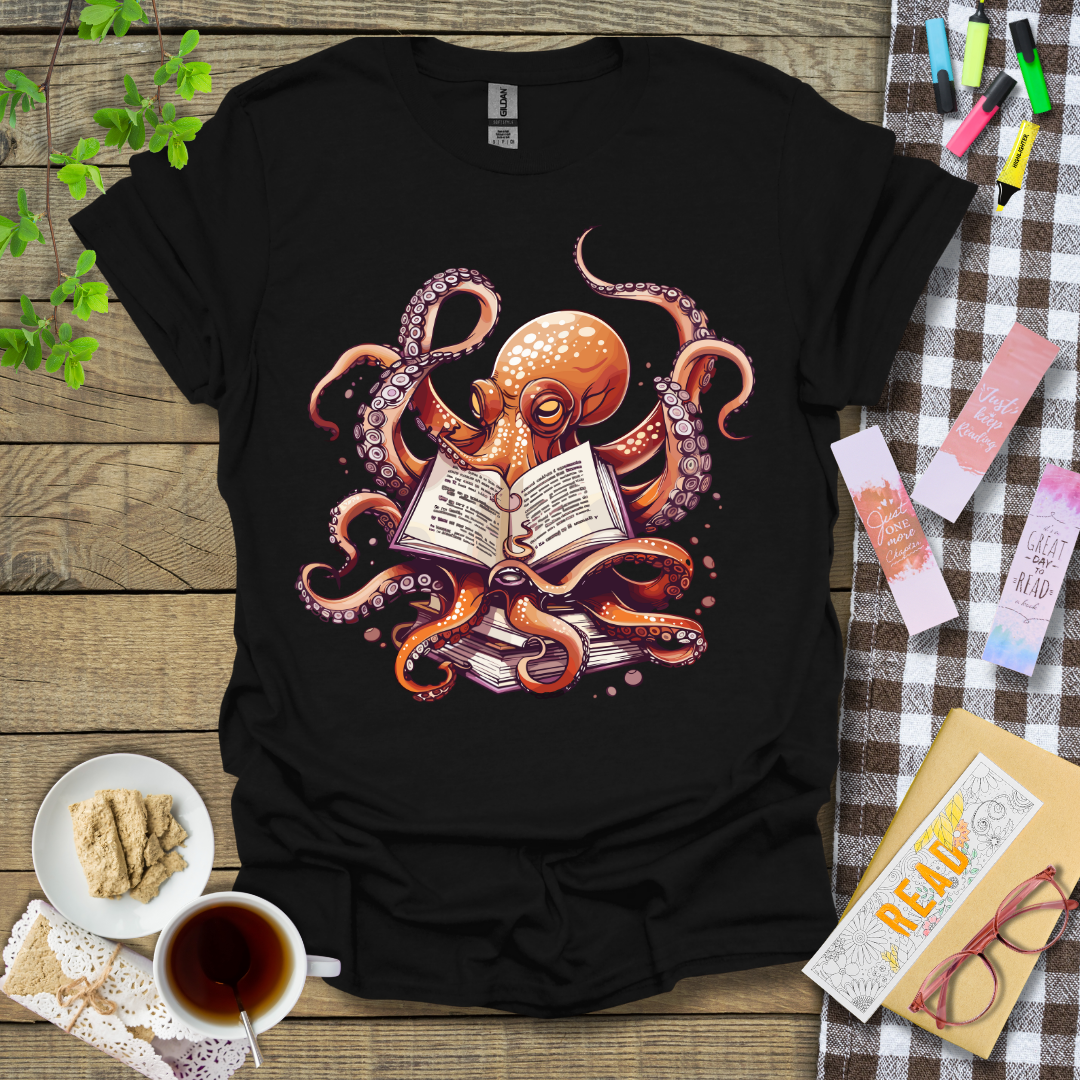 Reading Octopus Graphic T Shirt
