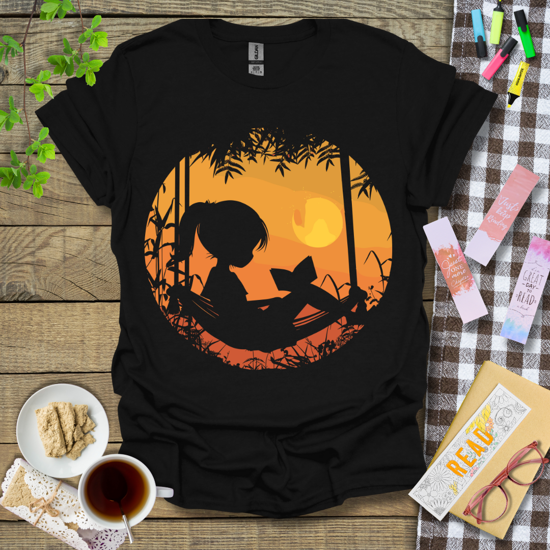 Girl Reading On A Hammock Graphic T Shirt