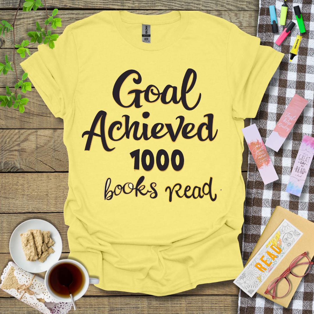 Goal Achieved 1000 Books Read Graphic T Shirt