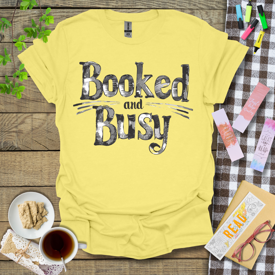 Booked and Busy Sketch Graphic T Shirt