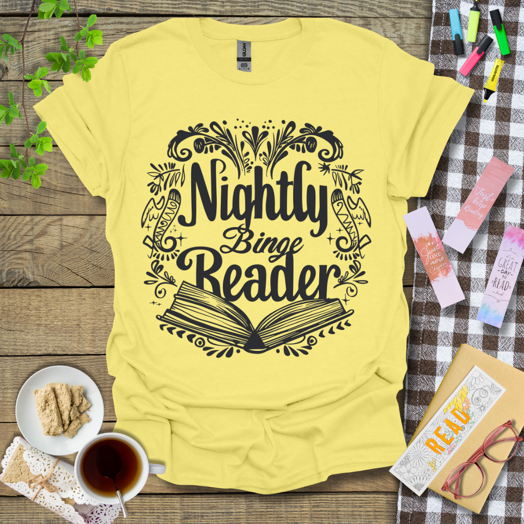 Nightly Binge Reader Graphic T Shirt