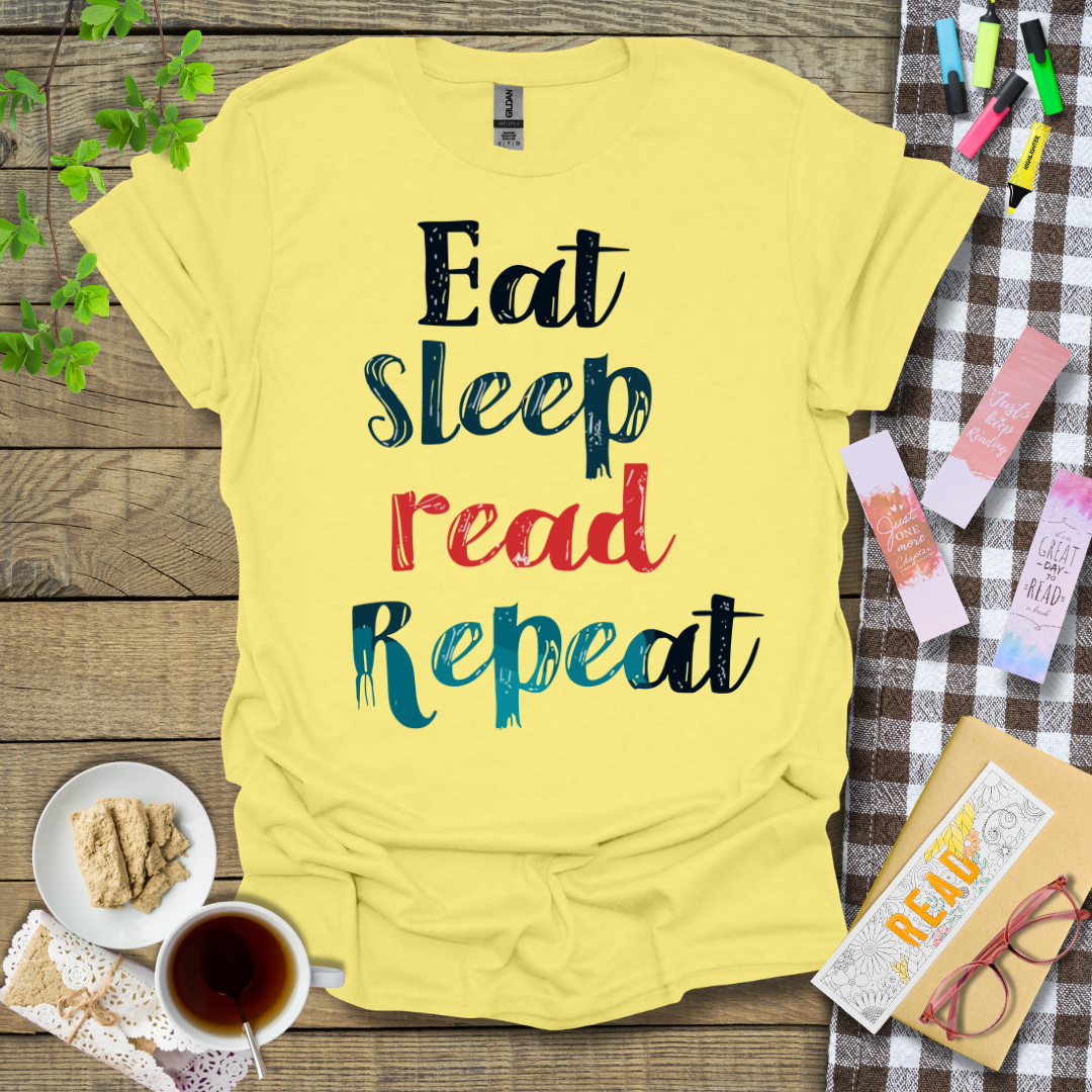 Eat Sleep Read Repeat Graphic T Shirt