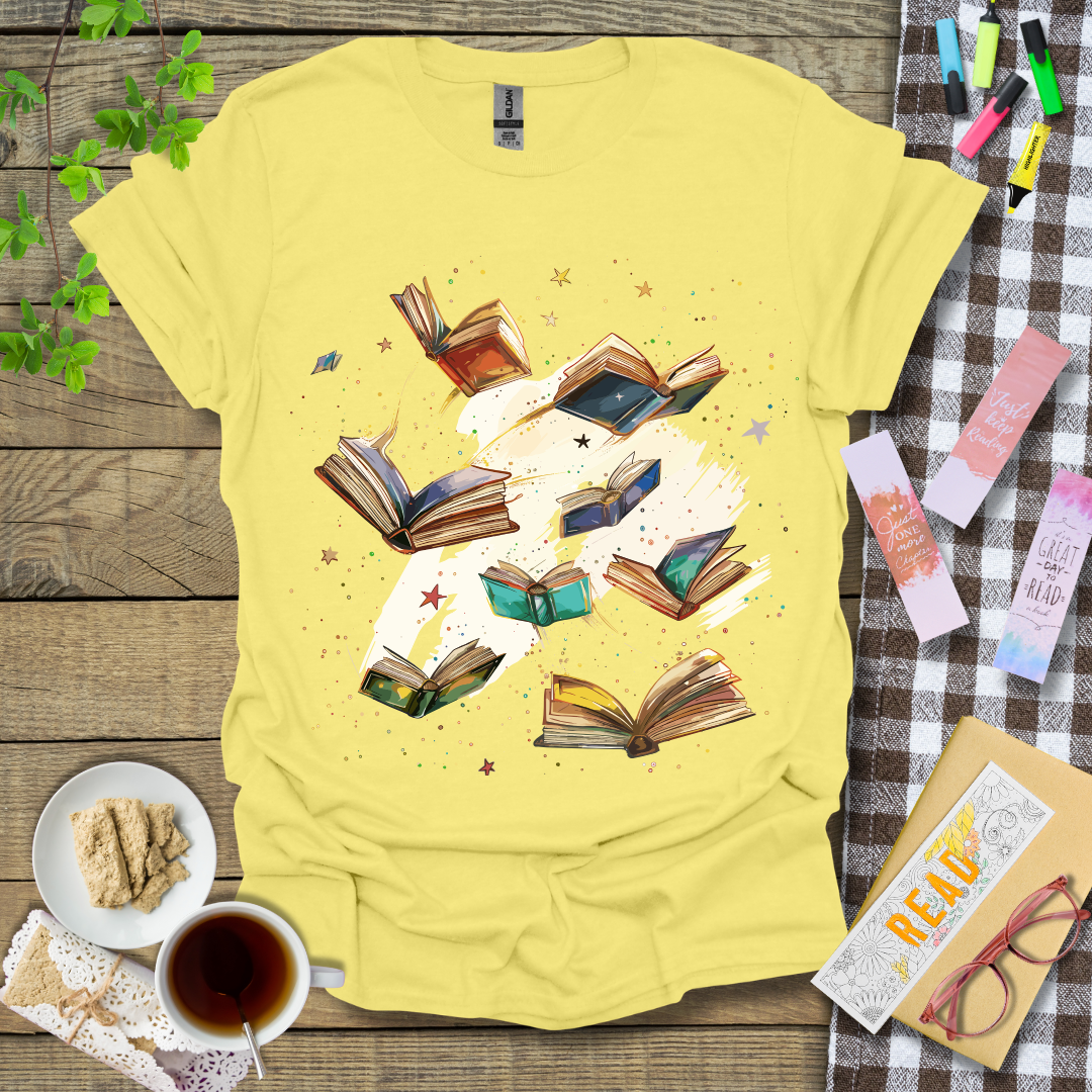 Magical Flying Books Graphic T Shirt