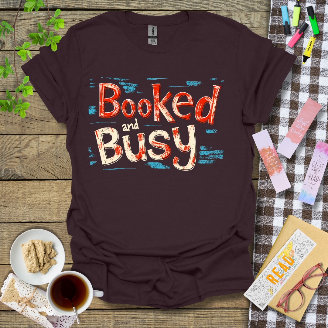 Booked and Busy Red Version Graphic T Shirt