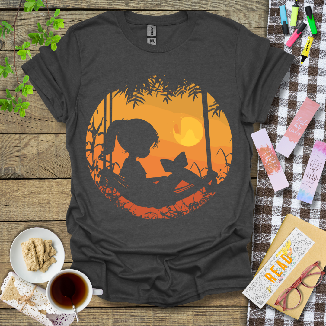 Girl Reading On A Hammock Graphic T Shirt