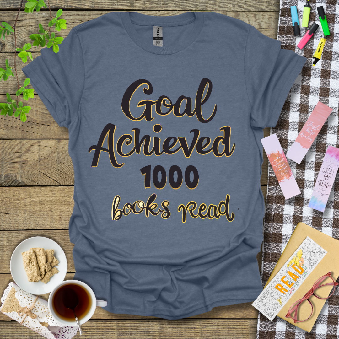 Goal Achieved 1000 Books Read Graphic T Shirt