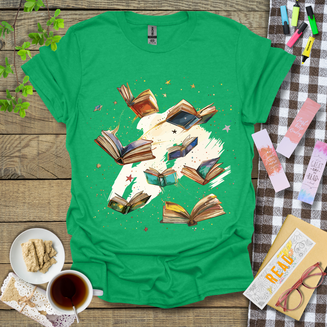 Magical Flying Books Graphic T Shirt