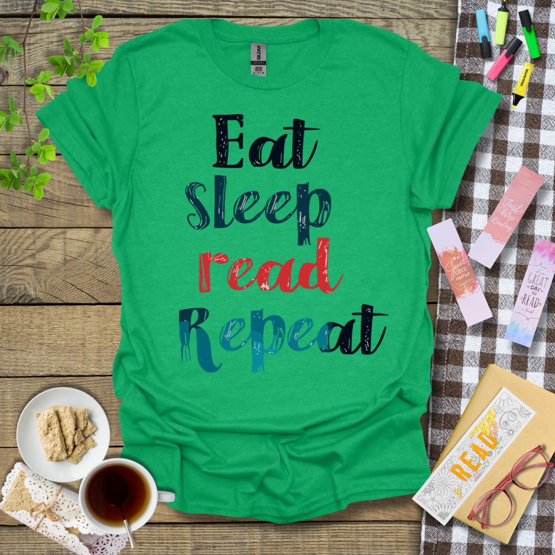 Eat Sleep Read Repeat Graphic T Shirt