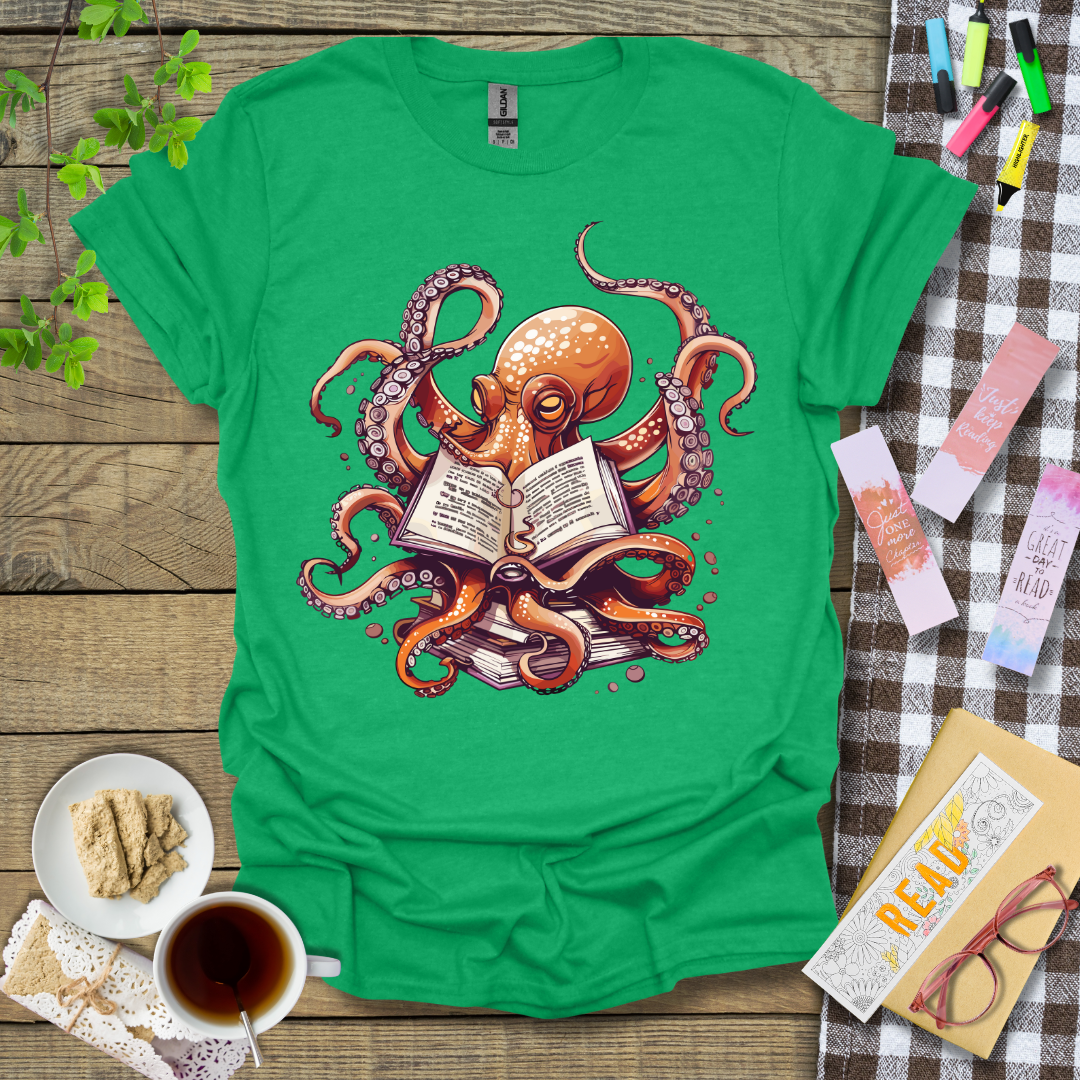 Reading Octopus Graphic T Shirt