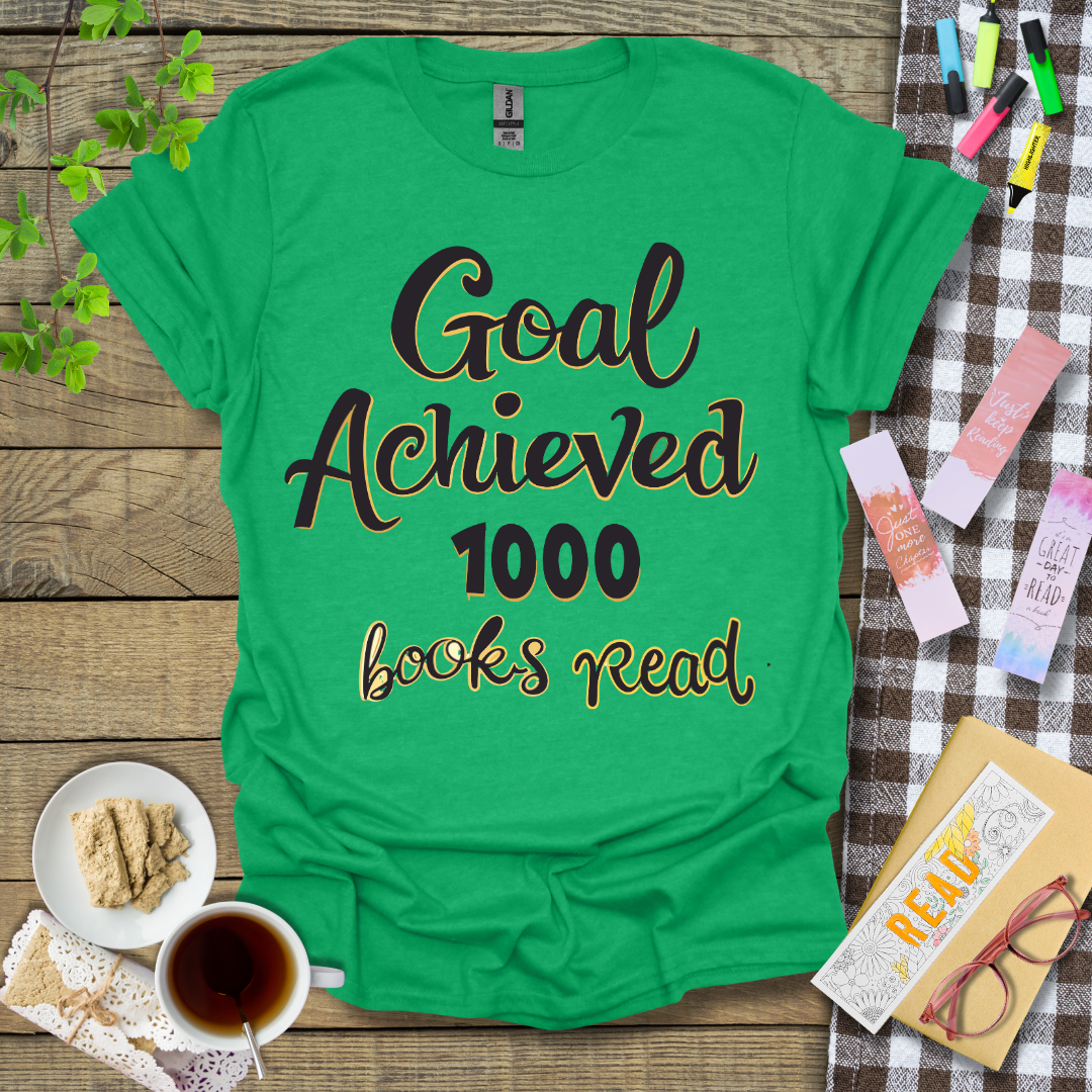 Goal Achieved 1000 Books Read Graphic T Shirt