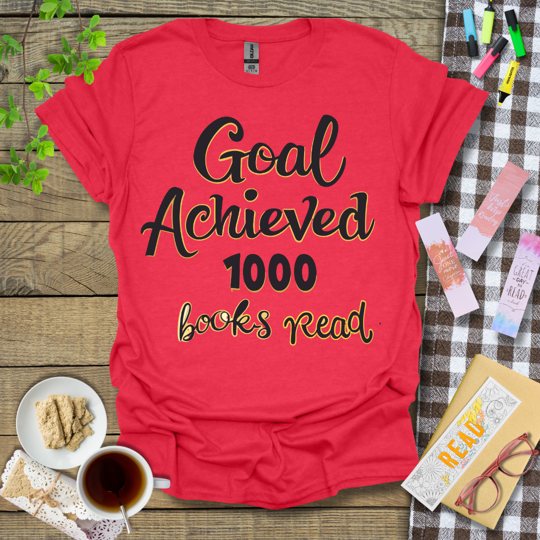 Goal Achieved 1000 Books Read Graphic T Shirt