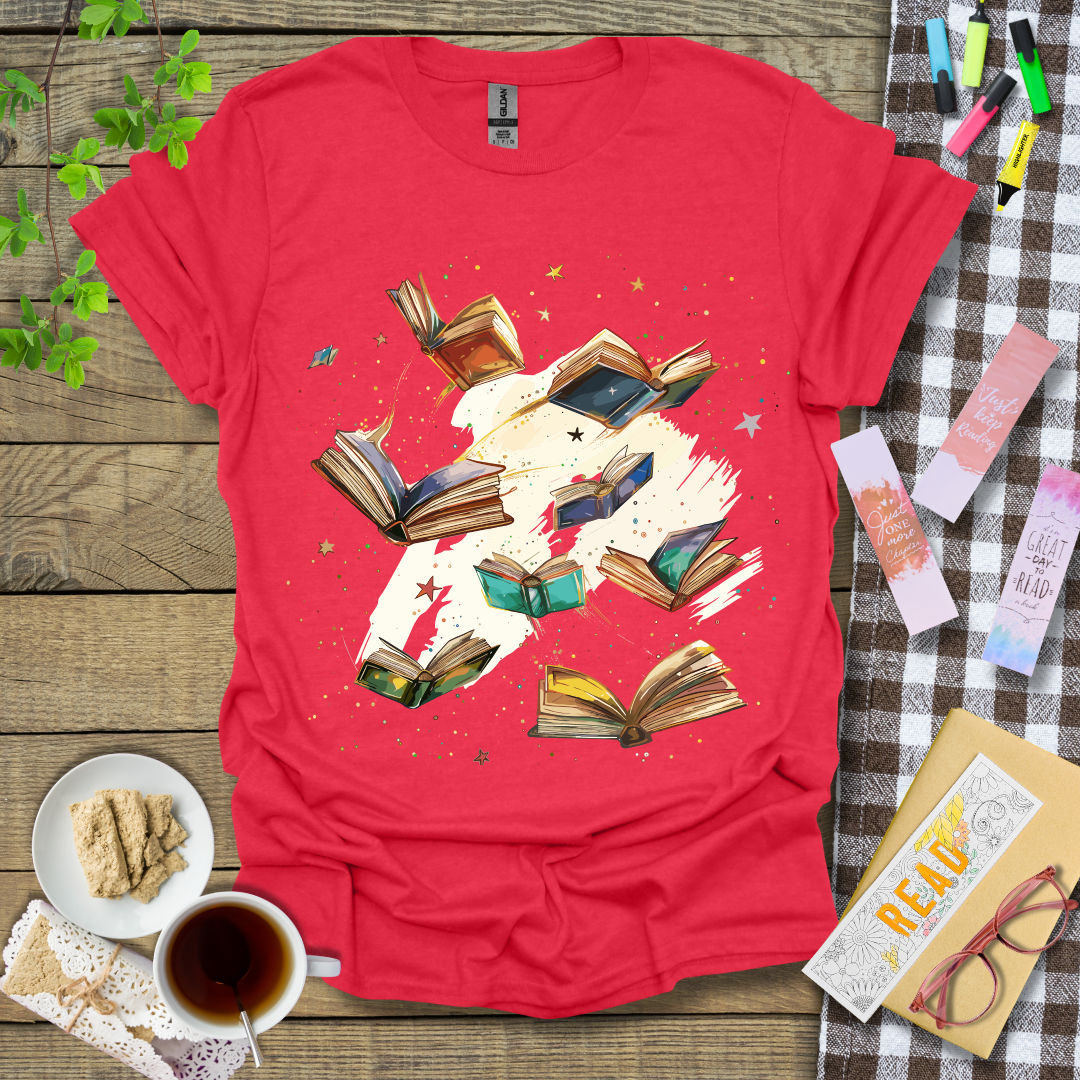 Magical Flying Books Graphic T Shirt