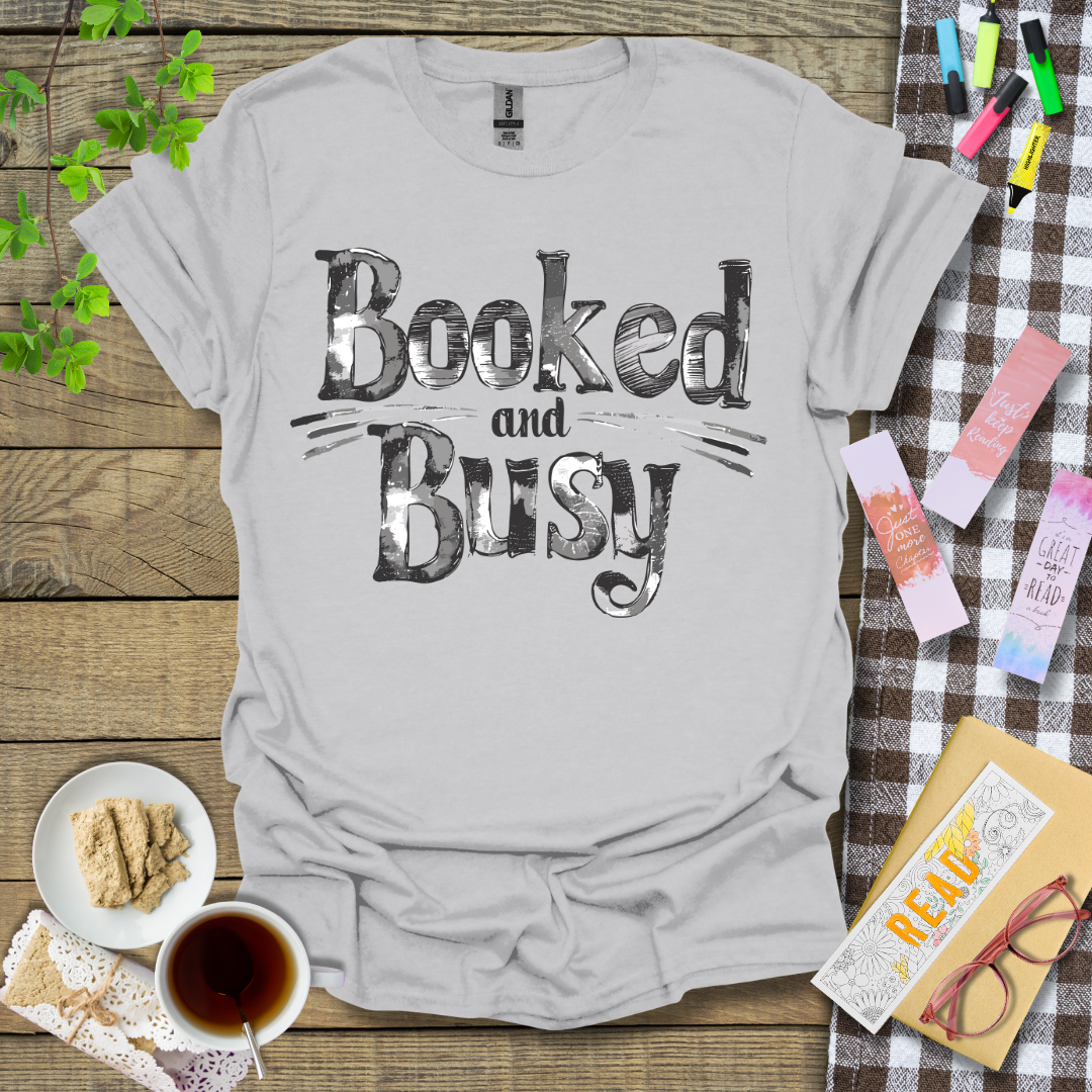Booked and Busy Sketch Graphic T Shirt