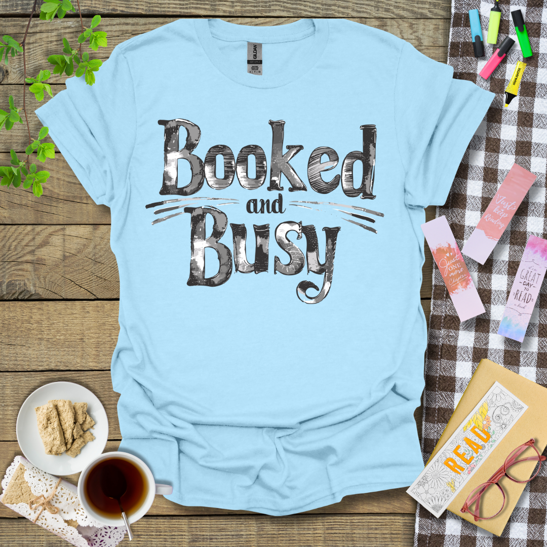 Booked and Busy Sketch Graphic T Shirt