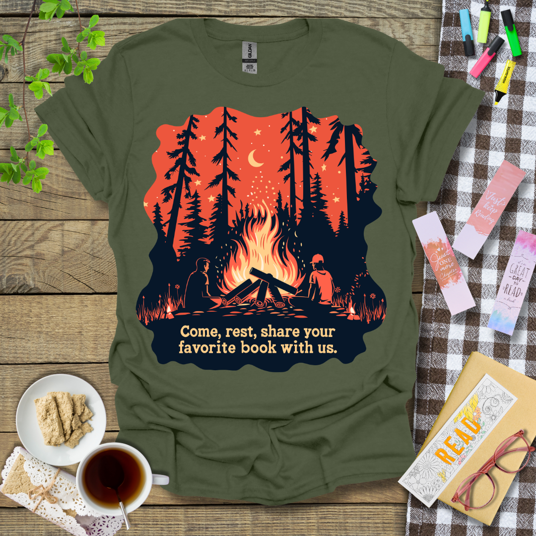 Come, Rest, Share Your Favorite Book With Us Graphic T Shirt
