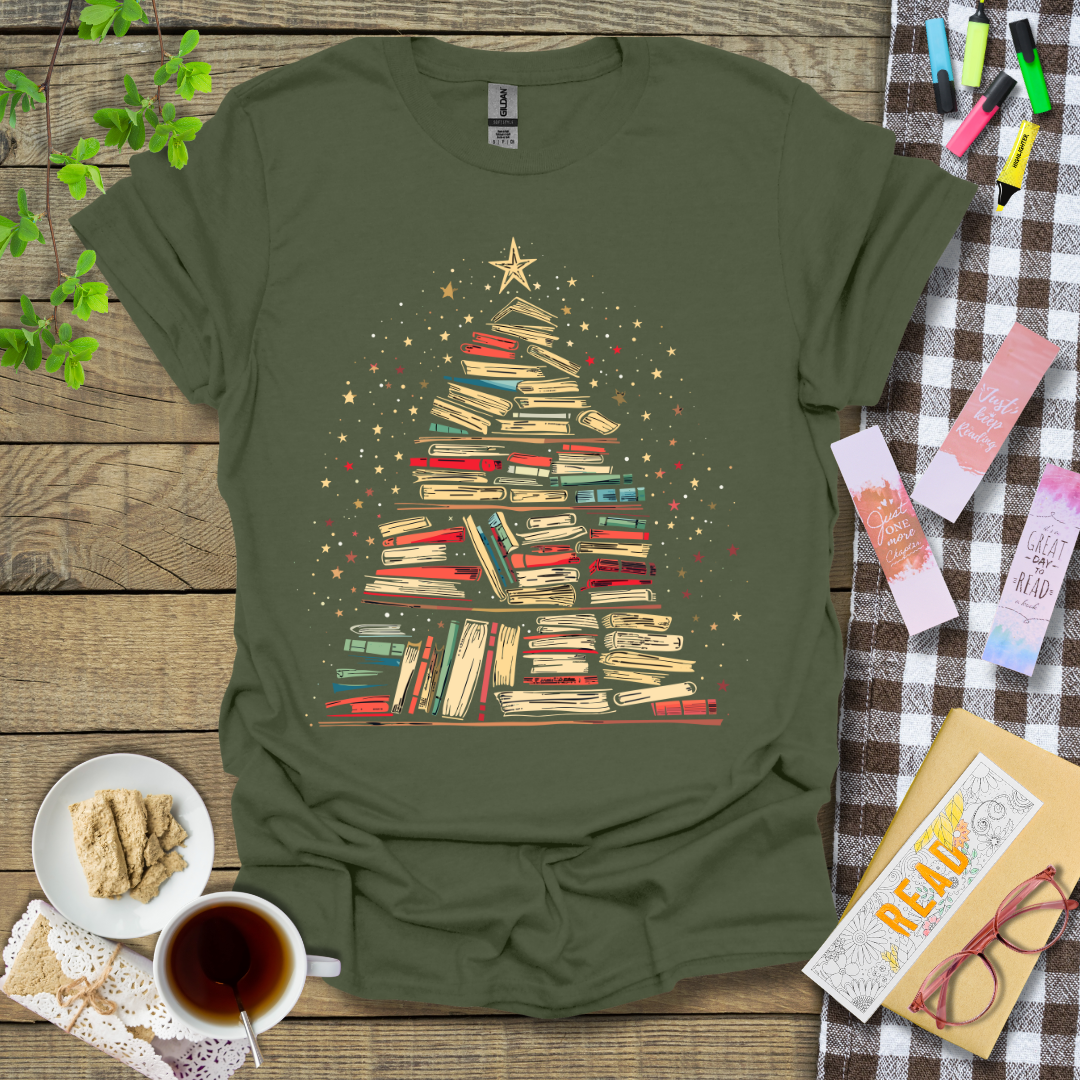 A Christmas Tree of Books Graphic T Shirt