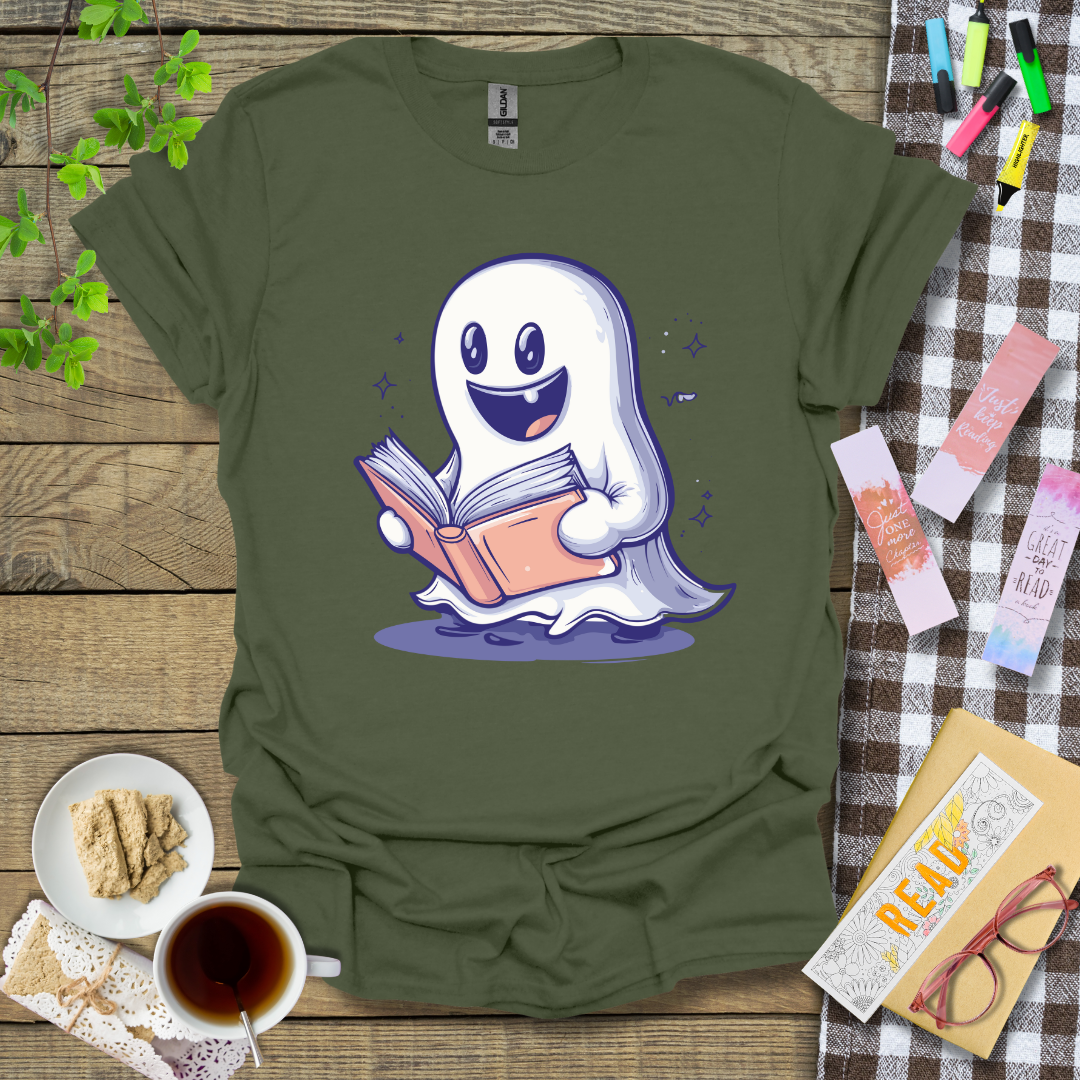 Happy Reading Ghost Graphic T Shirt