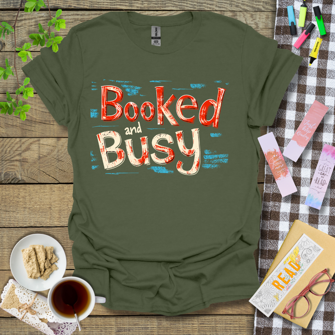 Booked and Busy Red Version Graphic T Shirt