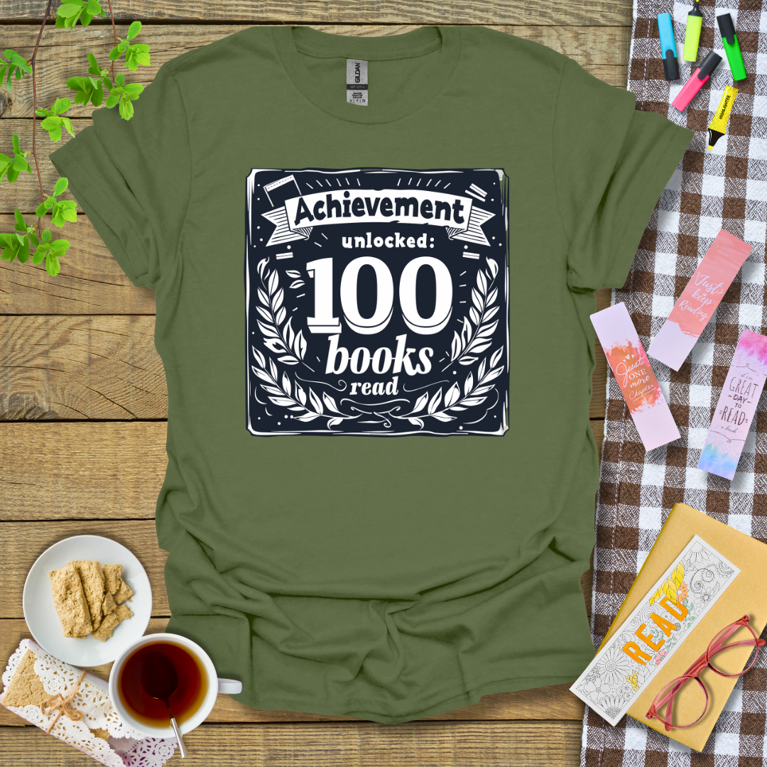 Achievement Unlocked: 100 Books Read Graphic T Shirt
