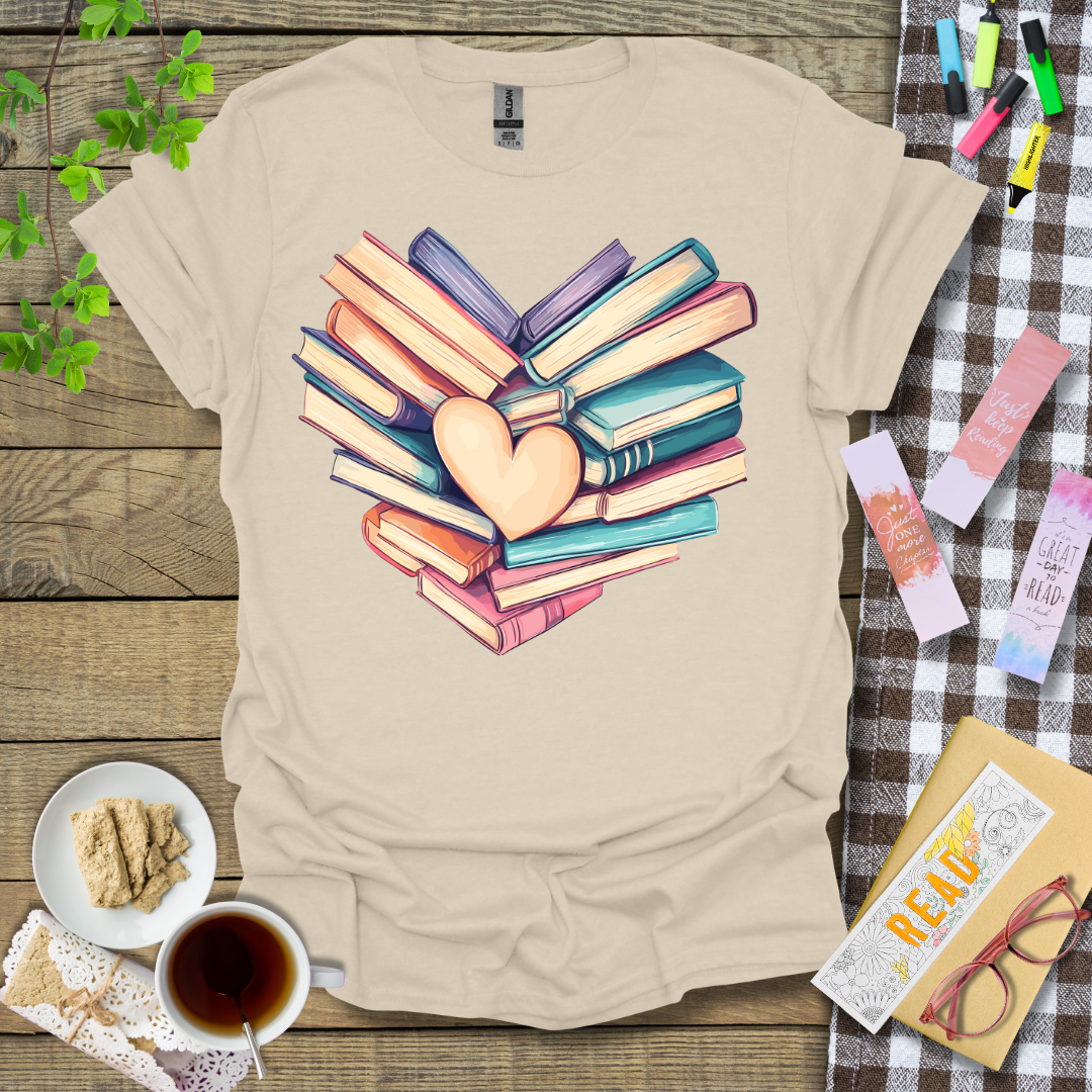 Heart Shape Book Graphic T Shirt