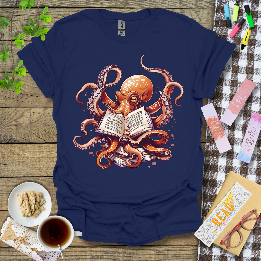 Reading Octopus Graphic T Shirt