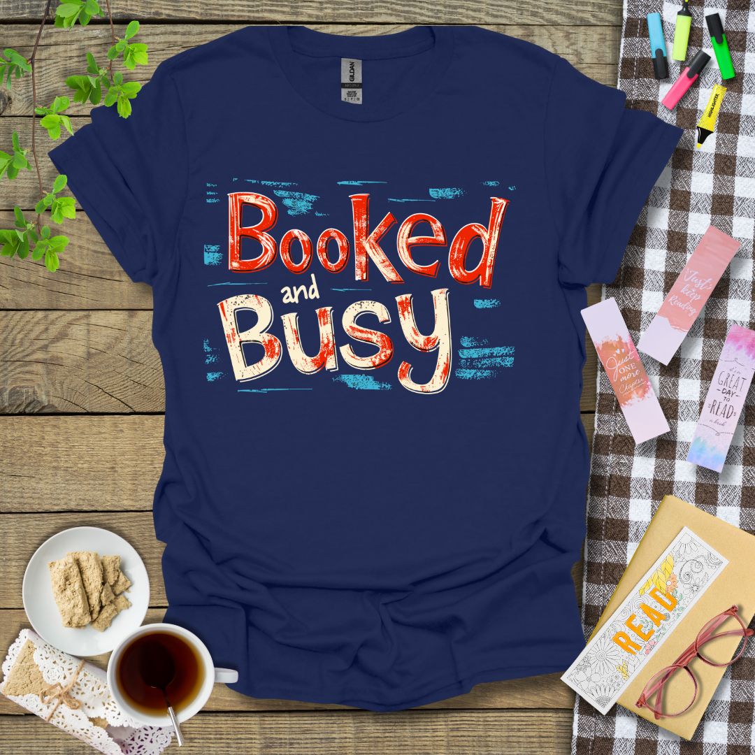 Booked and Busy Red Version Graphic T Shirt