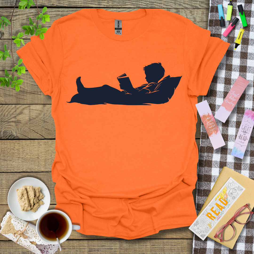 Silhouette Of A Boy Reading In Bed Graphic T Shirt