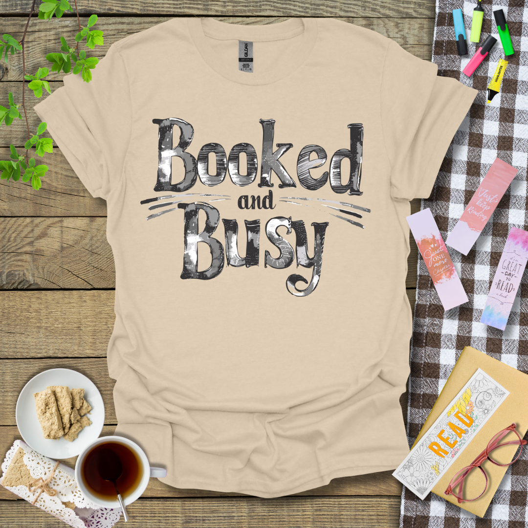 Booked and Busy Sketch Graphic T Shirt