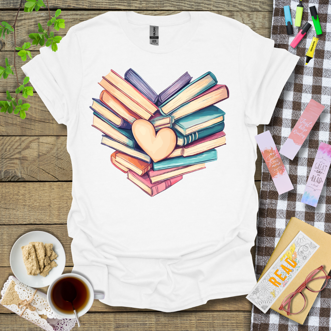 Heart Shape Book Graphic T Shirt