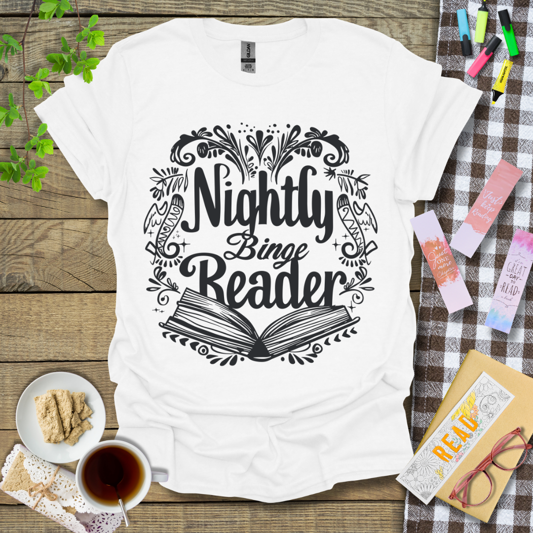 Nightly Binge Reader Graphic T Shirt