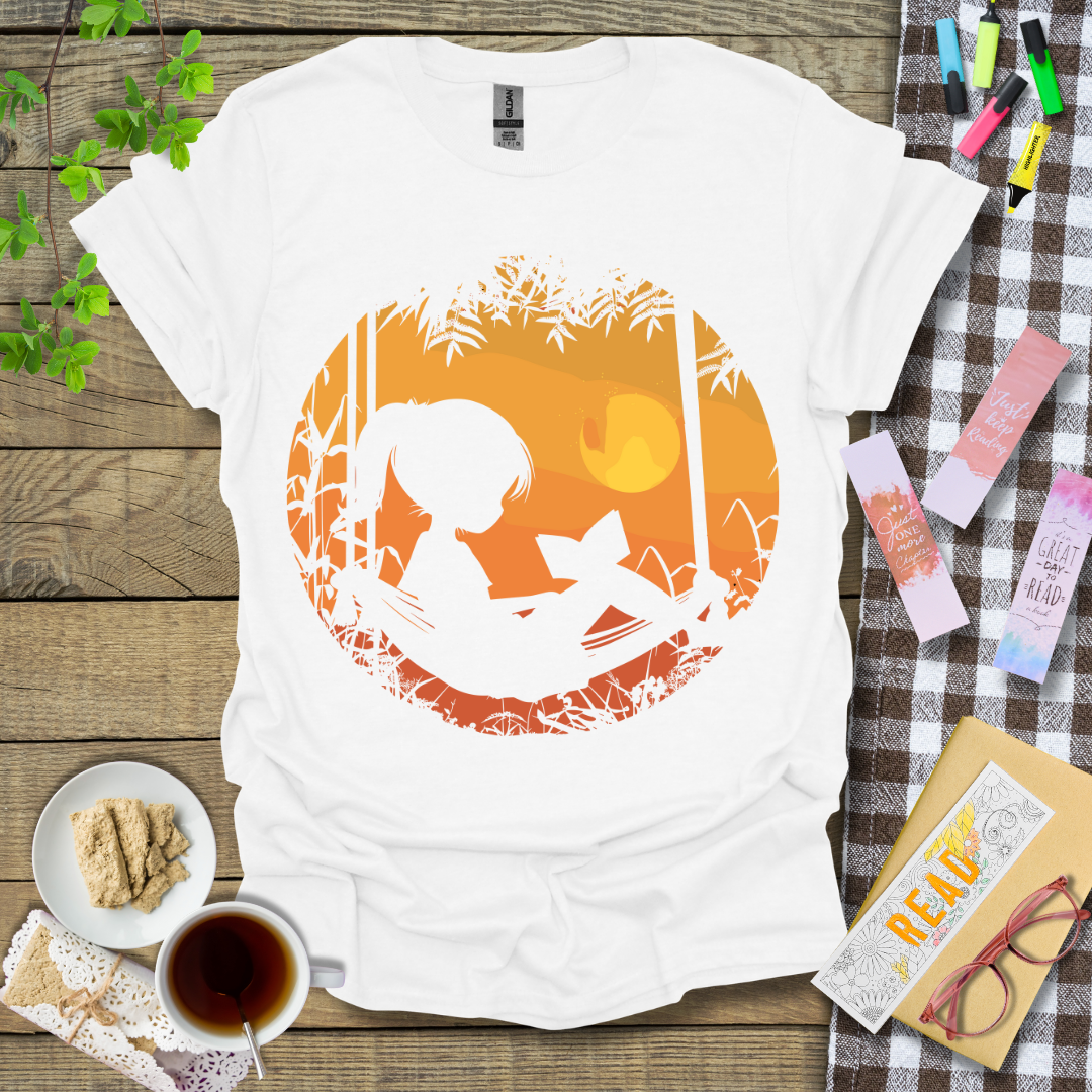 Girl Reading On A Hammock Graphic T Shirt