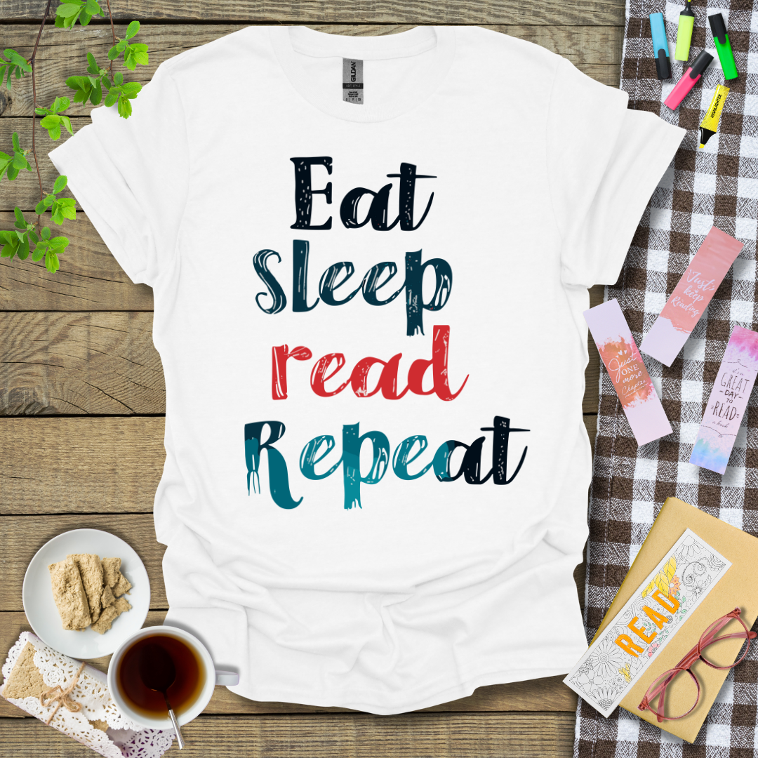 Eat Sleep Read Repeat Graphic T Shirt
