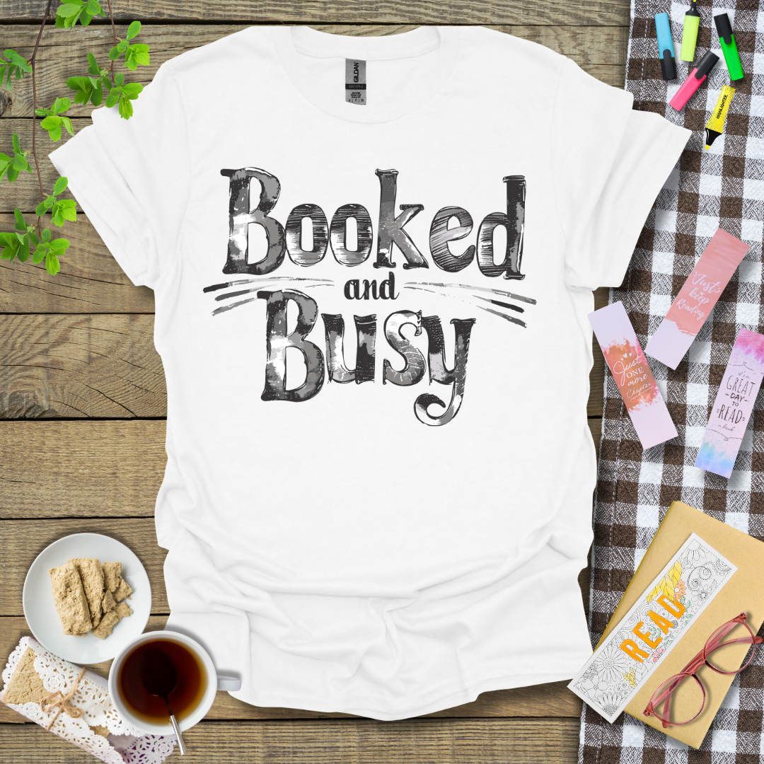 Booked and Busy Sketch Graphic T Shirt