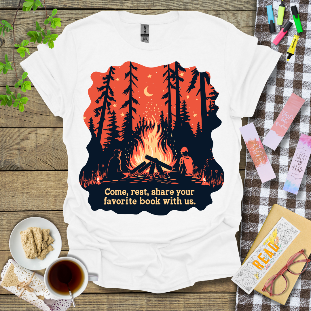 Come, Rest, Share Your Favorite Book With Us Graphic T Shirt