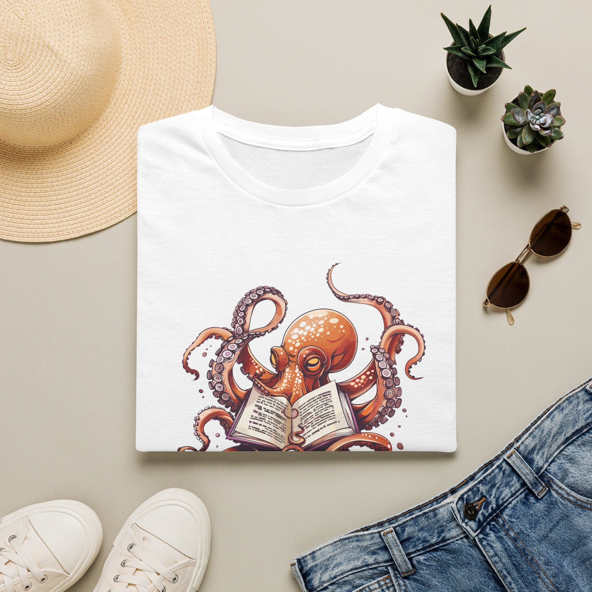Reading Octopus T Shirt