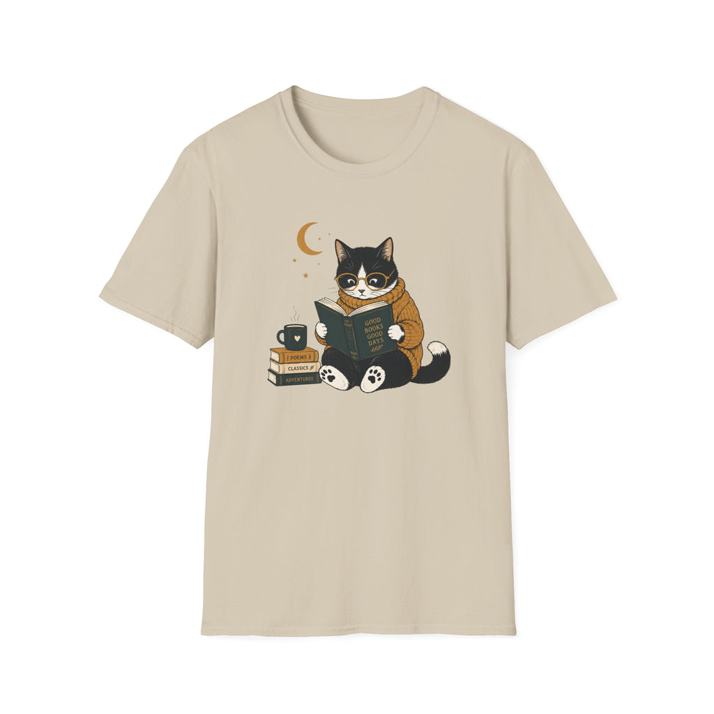 Smart Cat Reading T Shirt
