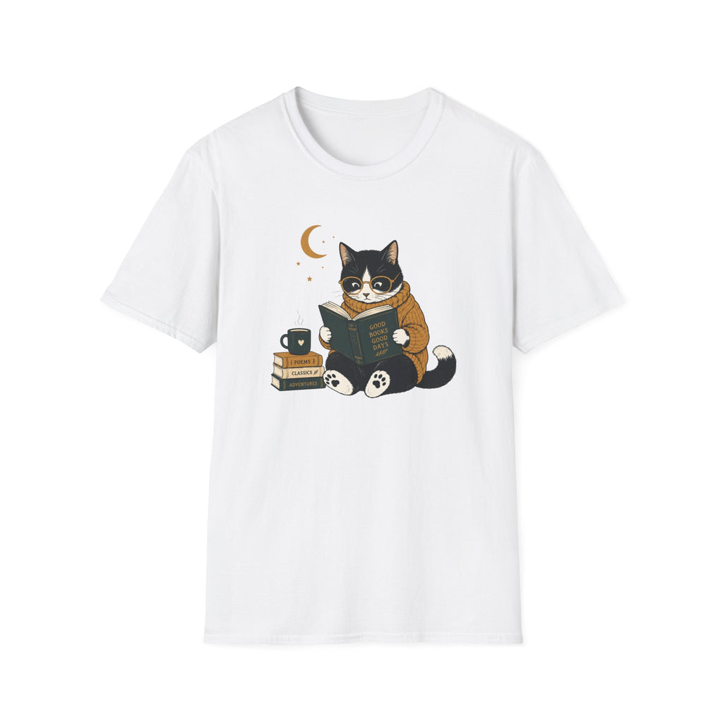 Smart Cat Reading T Shirt