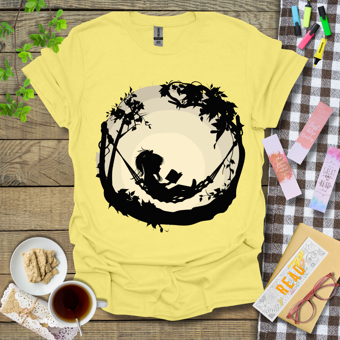 A Girl Reading A Hammock Graphic T Shirt