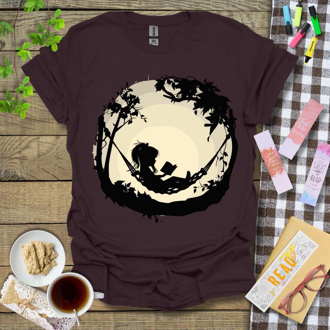 A Girl Reading A Hammock Graphic T Shirt