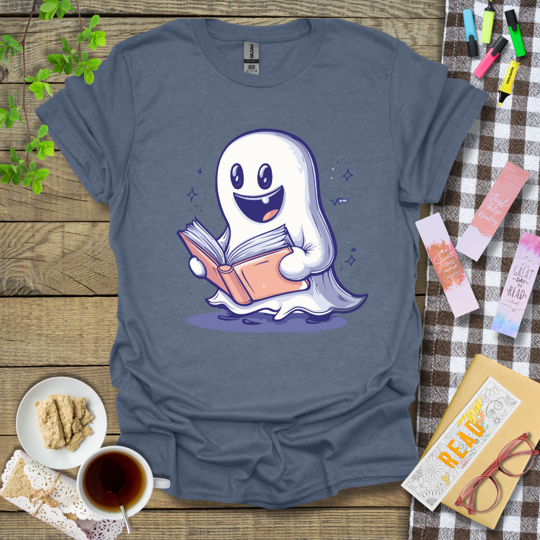 Happy Reading Ghost Graphic T Shirt