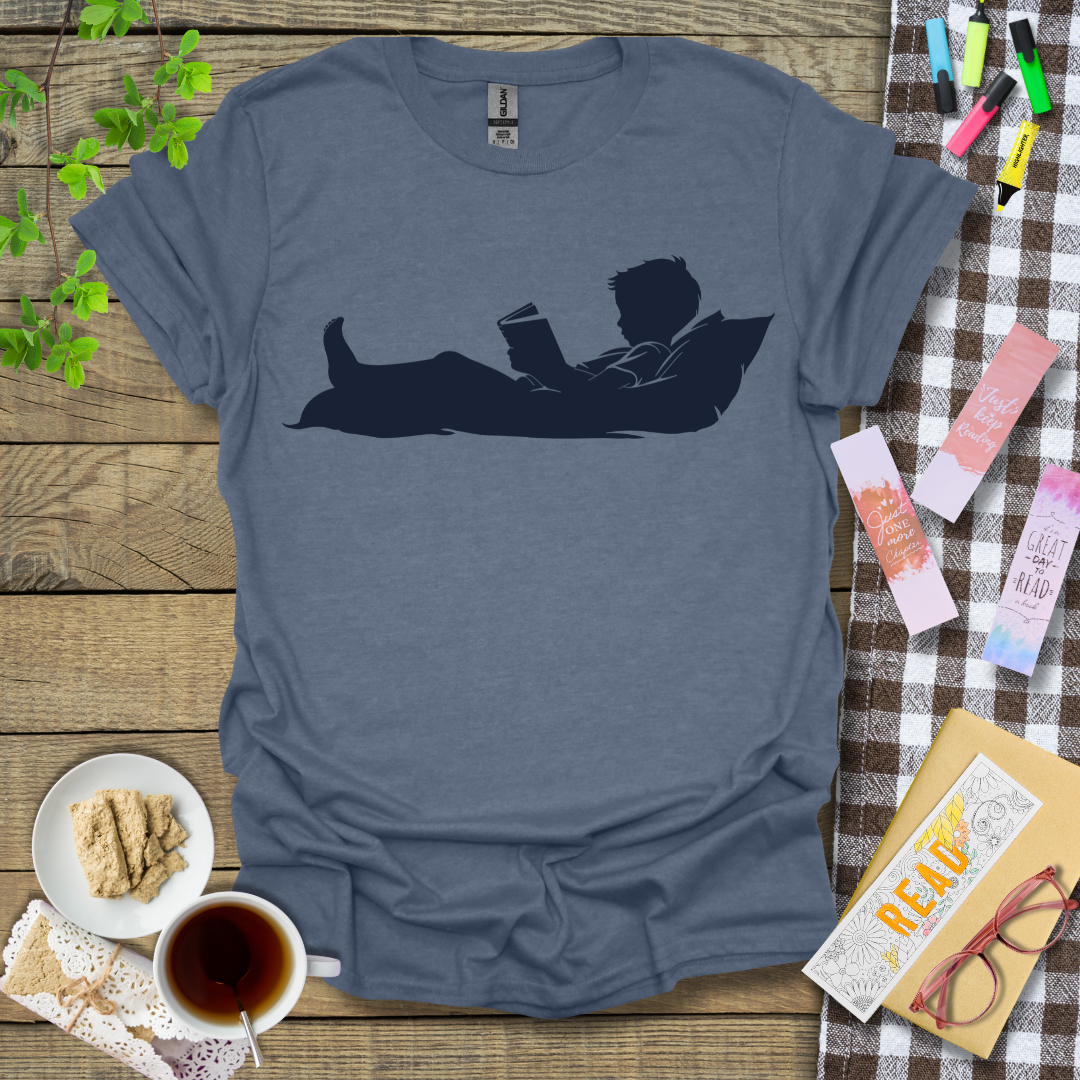 Silhouette Of A Boy Reading In Bed Graphic T Shirt