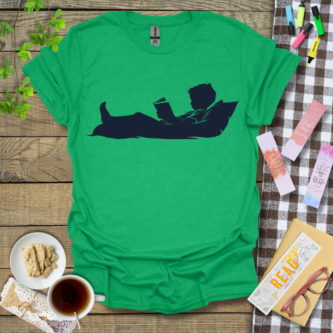 Silhouette Of A Boy Reading In Bed Graphic T Shirt