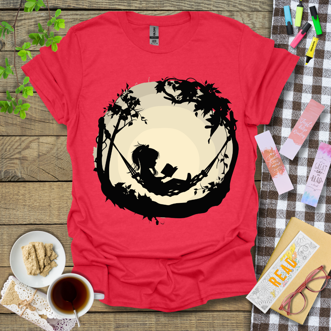 A Girl Reading A Hammock Graphic T Shirt