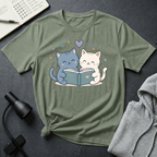 Couple Cat Reading T Shirt