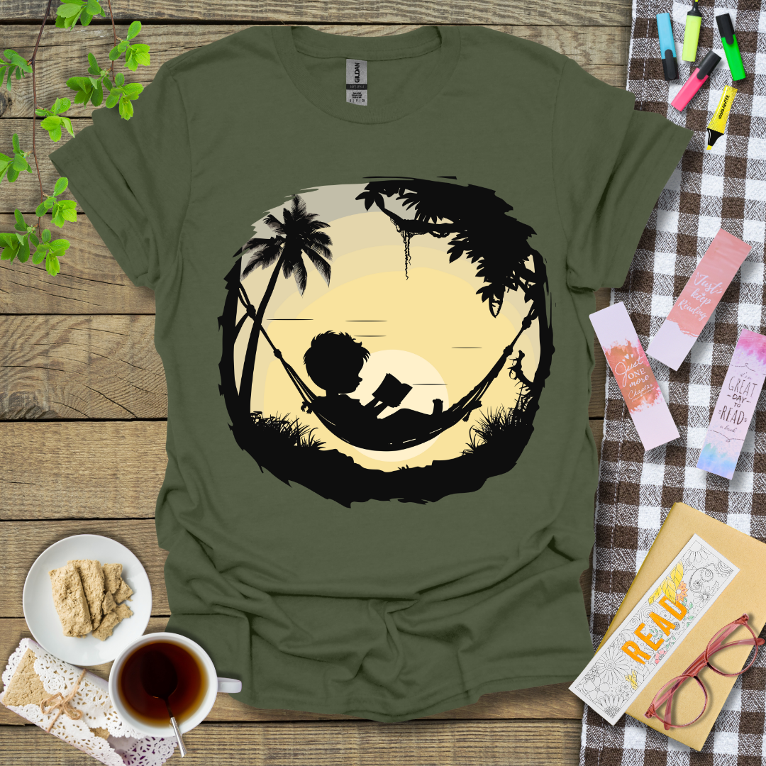 Boy Reading Under A Sunset Graphic T Shirt