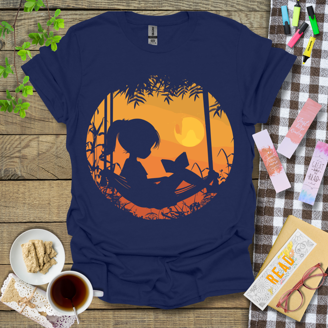 Girl Reading On A Hammock Graphic T Shirt